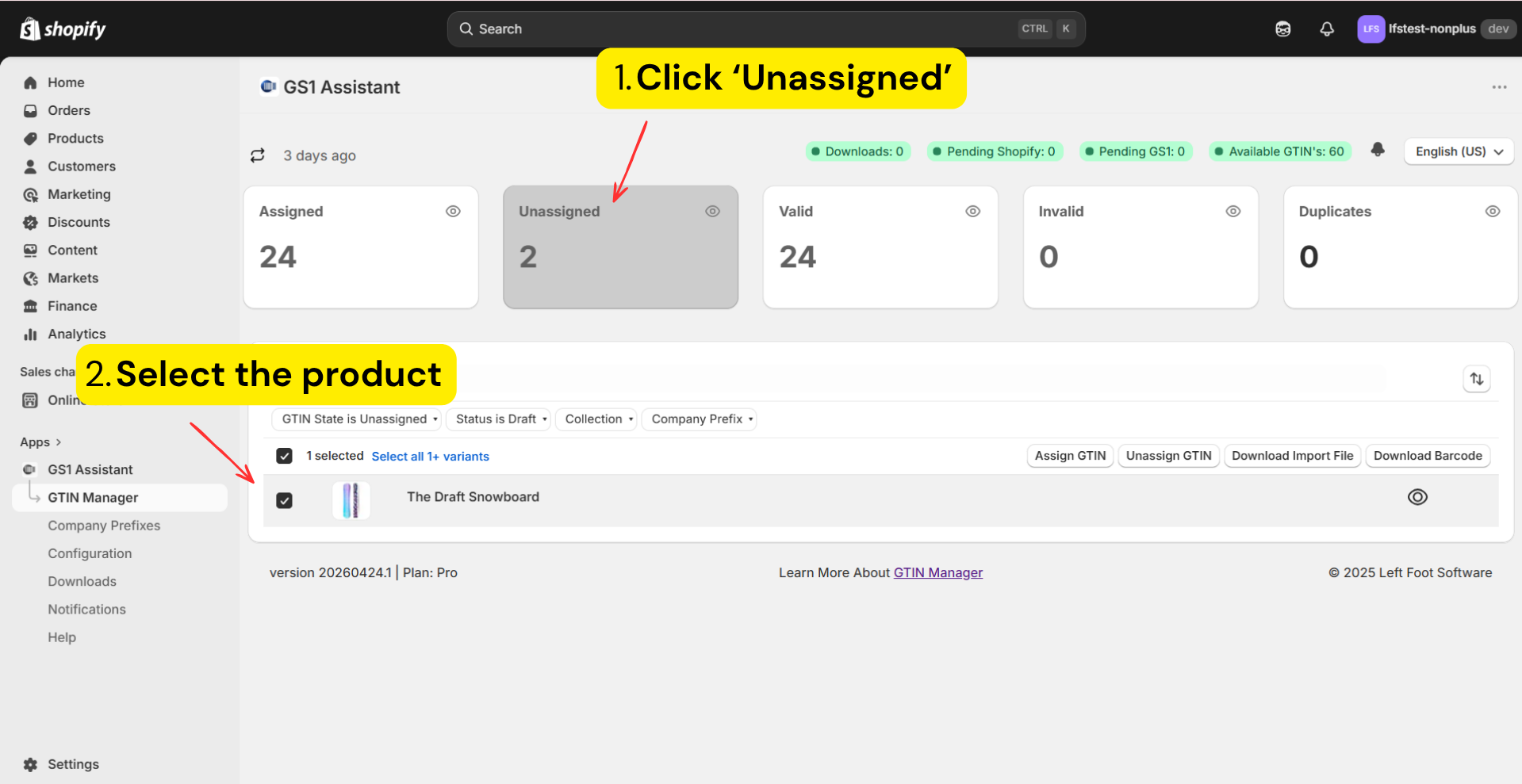Filter unassigned products