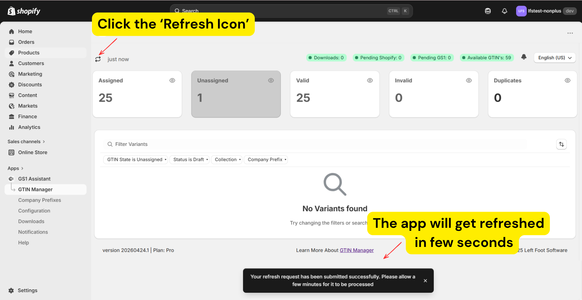 Refresh dashboard