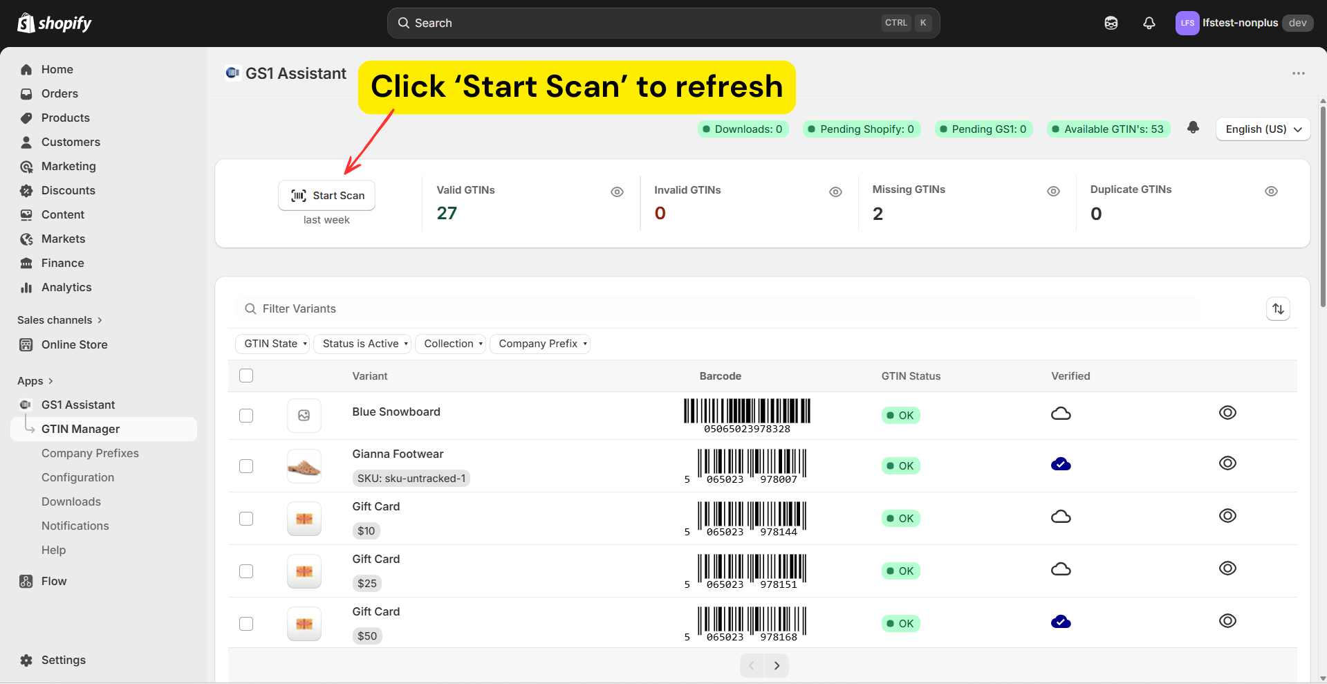 Start Scan button