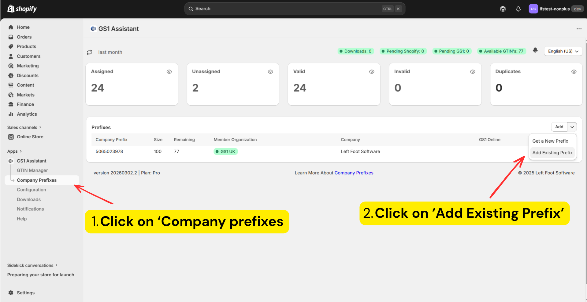 Add Prefix form
